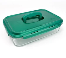 LocknLock 9x13 Glass Dish w/ Domed Handle Lid JADE GREEN K86956