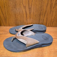 Reef Fanning Bottle Opener Brown Leather Flip Flop Thong Sandal Men's US Size 10