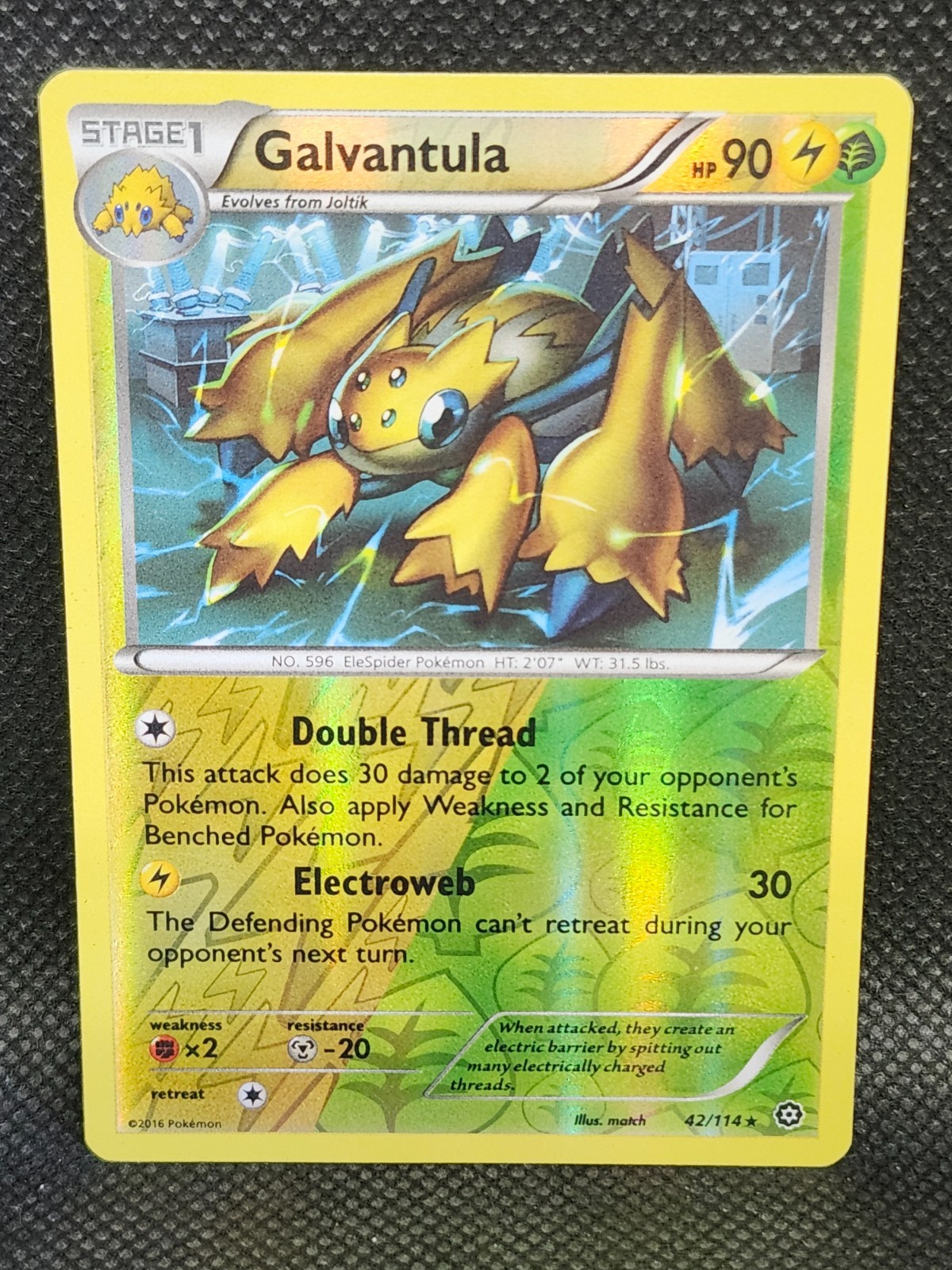 Pokemon Galvantula Steam Siege Reverse Holo 42/114 LP Condition