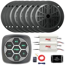 Metra Boat and Bluetooth Controller, 8x 4'' Speaker, 2x Amplifier, Splitter, Kit