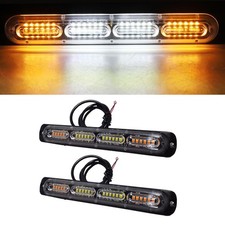 2PC Light 24LED Truck Strobe Bar Warning Flashing Car Beacon Hazard Amber/White