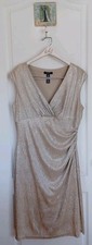 CHAPS SIZE 14 METALLIC CHAMPAGNE GOLD SHIMMER SHEATH PARTY DRESS FULLY LINED