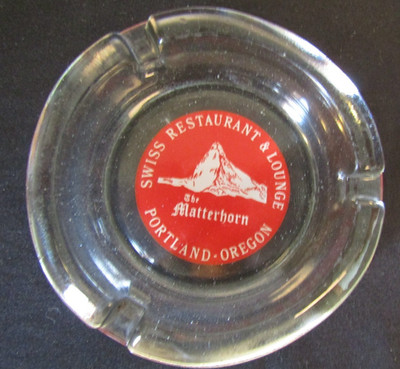 Vintage Matterhorn Swiss Restaurant & Lounge Portland Oregon Glass Ashtray