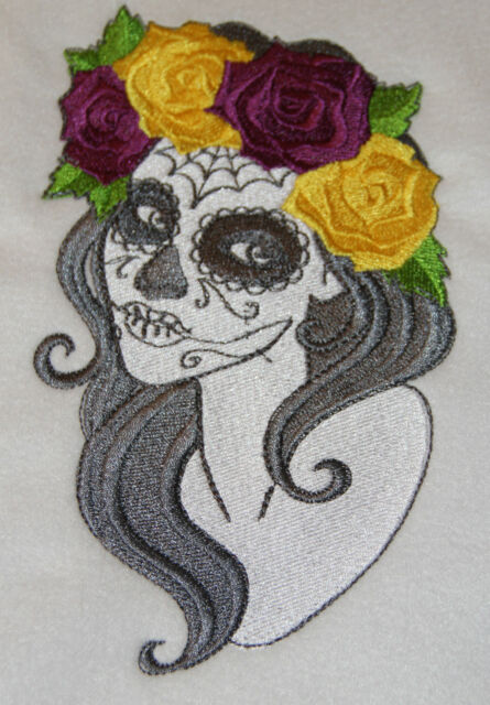 Calavera Frau Dia De Los Muertos Edel Gross Patch Aufnaher Aufbugler Ebay