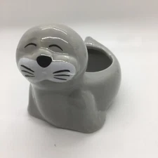 Ceramic Animal Planters 4.87x3.1x2.8 In Stanley the Seal Free Ship New Livtown