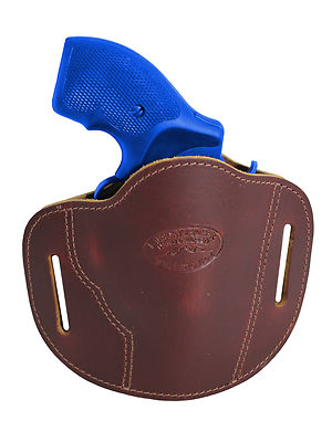 New Barsony Burgundy Leather Pancake Slide Holster for Snub Nose 2'' Revolvers