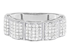10k White Gold Mens Pave Genuine Diamond 8 mm Fashion Wedding Band Ring 0.4 ct