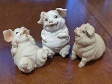 Set Of 3 Vintage Ceramic Pigs