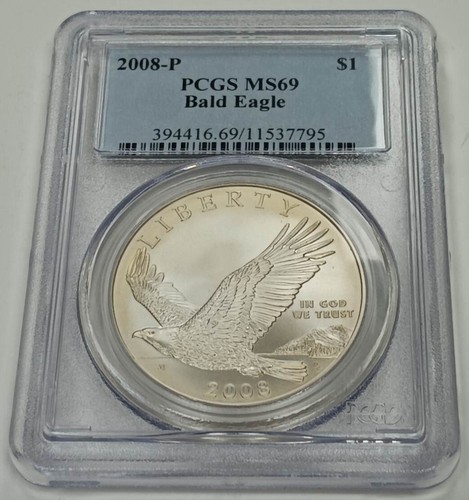 2008 P Bald Eagle 90% Silver Dollar PCGS MS 69 - Picture 3 of 4