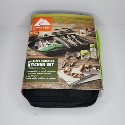 Ozark Trail 24-Piece Plastic Camping Kitchen Set with Travel Bag REV