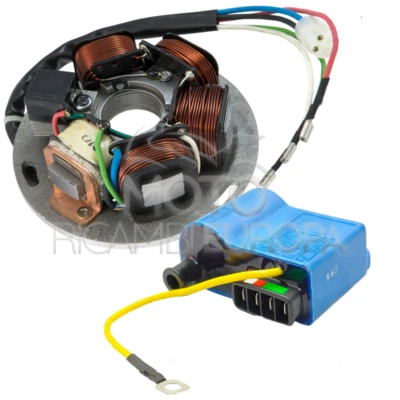 KIT STATORE E BOBINA PER VESPA PX 125 150 200 ARCOBALENO 5 FILI TIPO ORIGINALE