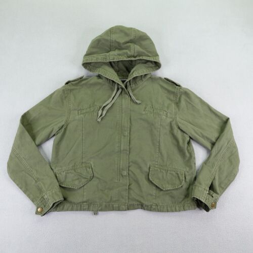 Brandy Melville Jacket Women One Size Green Snap Zip Military Utility Chore Coat