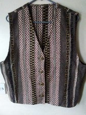 Burton Ladies ? Waistcoat Vintage Hippie Style Grandad Etc Approx 43 Chest Knitt