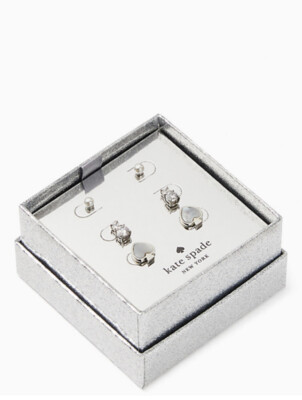 NIB Kate Spade Signature Spade Earring Studs Boxed Set Cream