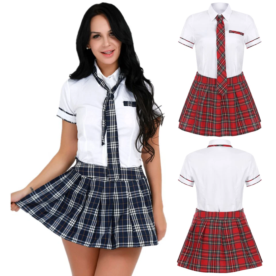 Mujeres Sexy Lencería Escuela Niña Uniforme Juegos con disfraces Estudiantes Trajes Disfraz Vestido Foto 2 de 2
