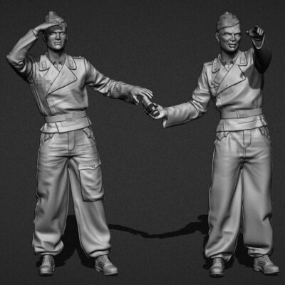 Lot De 2 Figurines Soldat Allemand WW2 En Résine - Échelle 1:35 - Non Peintes - Neuf