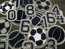 Navy Chenille White Outline w/ Gray Felt Letterman Jacket Patches Crafts