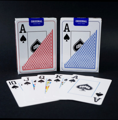 2x COPAG - Premium 100% Plastik Pokerkarten NEU Jumbo Index Rot/Blau Kartenspiel