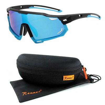 Radbrille Sportbrille Sonnenbrille Polarisiert Entspiegelt Blau Verspiegelt 37BX