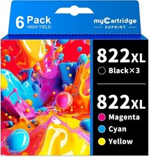 822XL 6 pack Ink Cartridge for Epson 822 Workforce Pro WF-3820 WF-4820 WF-4830