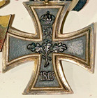 Original German WWI Veteran Medal Bar EK2 Iron Cross & Hindenburg Cross w/Swords — photo 3