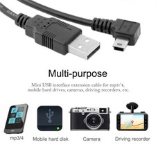 NFHK Male Left Angled 90 Degree Charge Cable to USB 2.0 Male Data 5Pin Mini US B