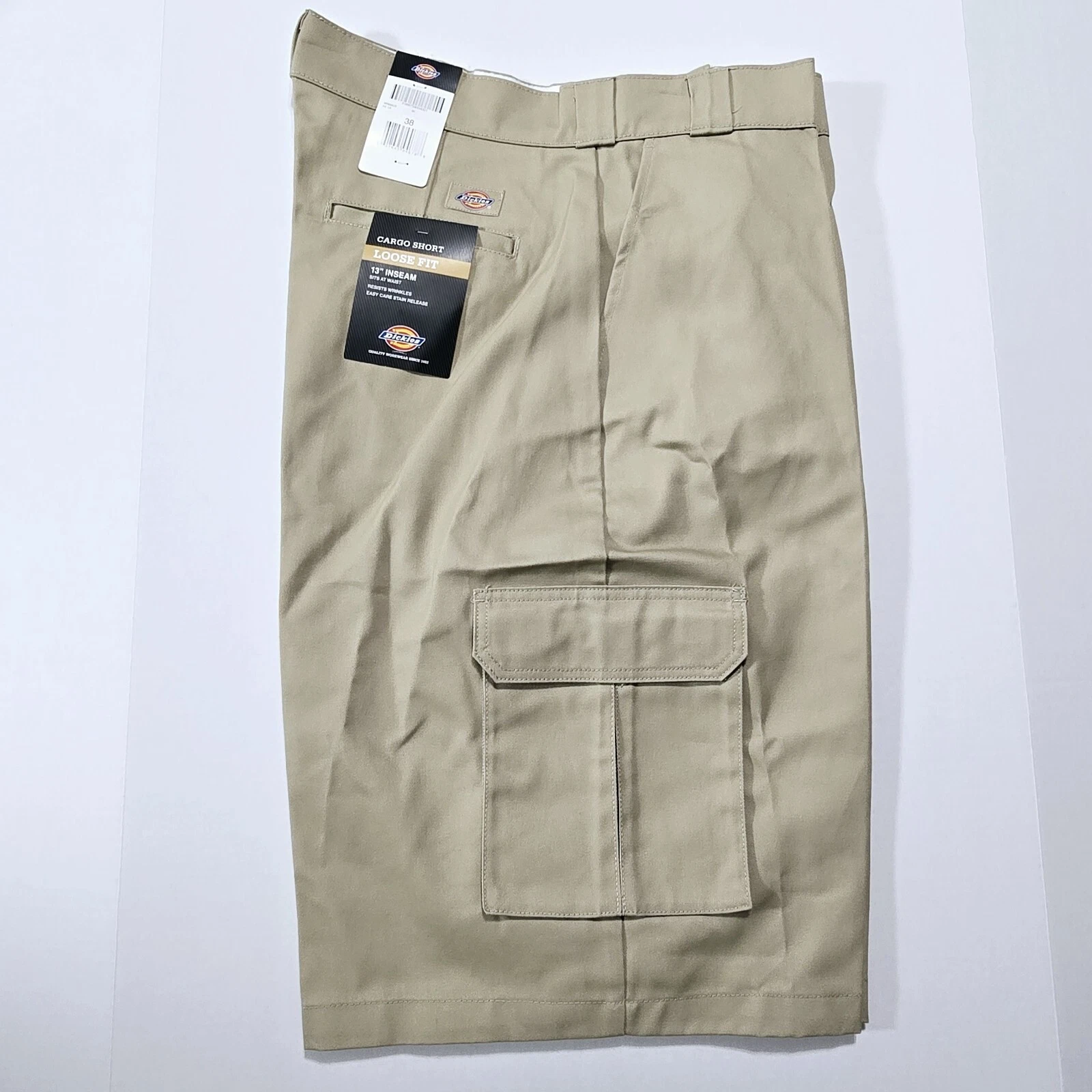 Dickies Loose Fit Men's 38x13 Inch Inseam Khaki Work Cargo Shorts
