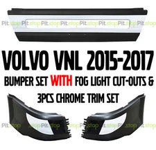 VOLVO VNL 2016-17 STYLE BUMPER SET WITH FOG CUT-OUT CHROME TRIM 6PCS
