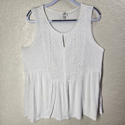 Cupio Women s Swing Tunic Sleeveless Lace White Size XL