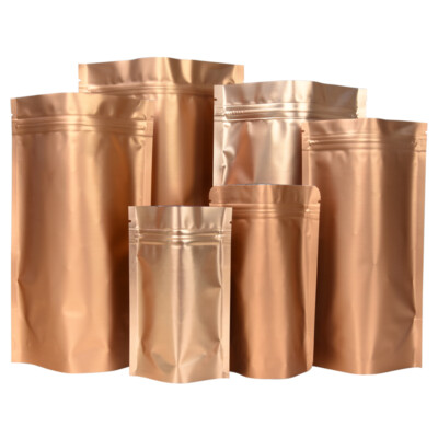 Grip Seal Bags Gold Aluminium Zip Grip Foil Bags Sachets Heat Seal Food Grade