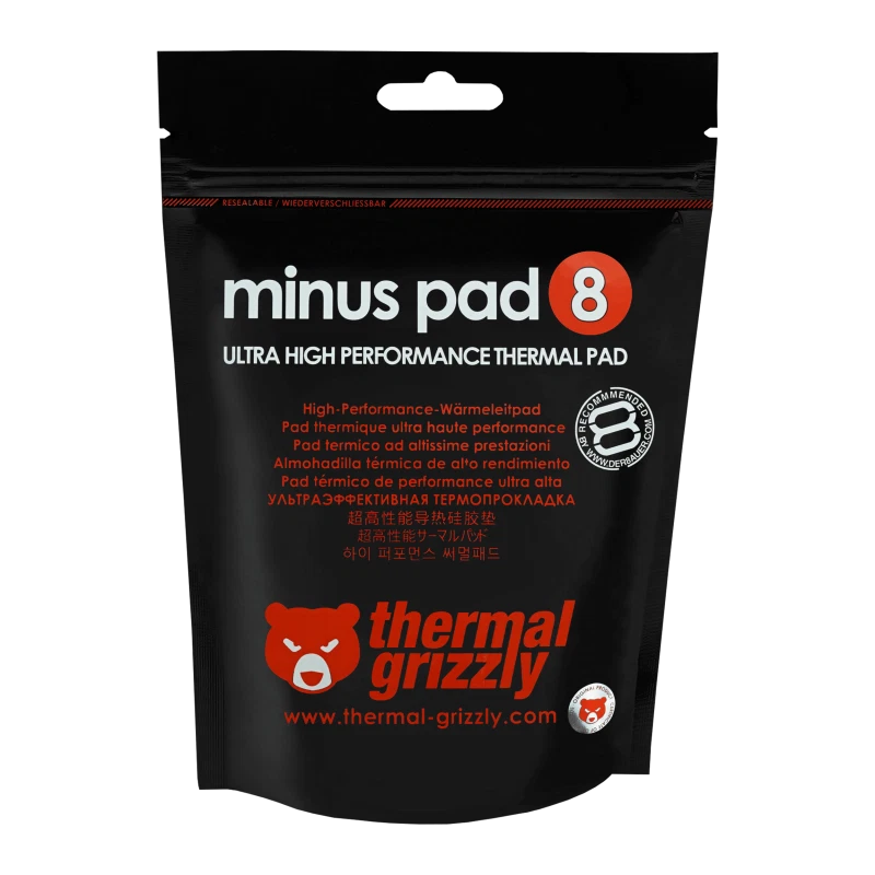 Thermal Grizzly минус подушечка 8 - 100 x 100 x (0,5 мм / 1 мм / 1,5 мм / 2 мм) - Изображение 2 из 3