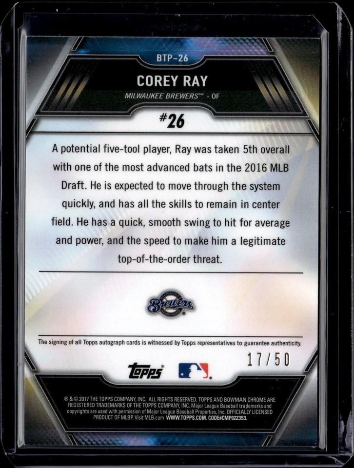 2017 Topps Bowman Chrome Top 100 Corey Ray Authograph /50 | eBay