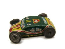 Vintage G-Men Tin Litho Police Car Toy Made in Japan Green  Yellow Race Car