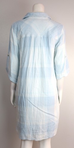 PHILOSOPHY DRESSES REPUBLIC CLOTHING - WOMEN'S BLUE PLAID SHIRT DRESS TUNIC - M - Picture 6 of 8