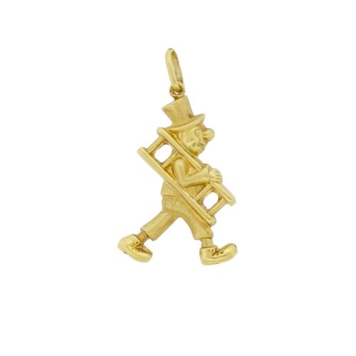 Vintage 14k Gold Figural Chimey Sweep Window Cleaner Man Charm Pendant Wax Cast