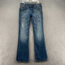 Miss Me Bootcut Jeans Womens 26X33 Mid-Rise Embellished Zipper Denim Pants