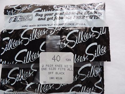 Silkies Knee Hi's Stockings One Size Off Black  2 pair in a package #40