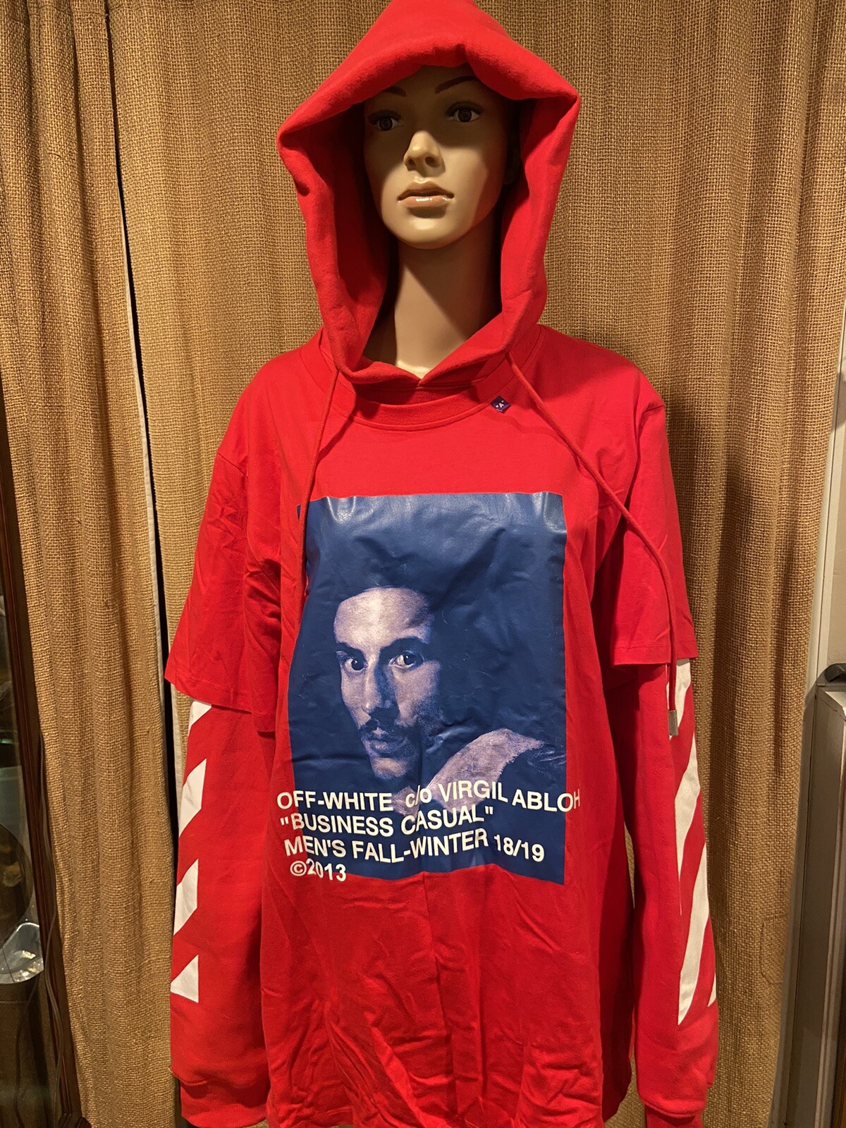 Off-White #52 Second Hand Bernini Layered Hoodie Parker. size Large. color  Red | eBay