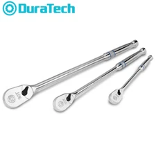 DURATECH 3PC 1/4" 3/8"  1/2" Drive Ratchet 90Tooth Ratchet Wrench Ratchet Handle