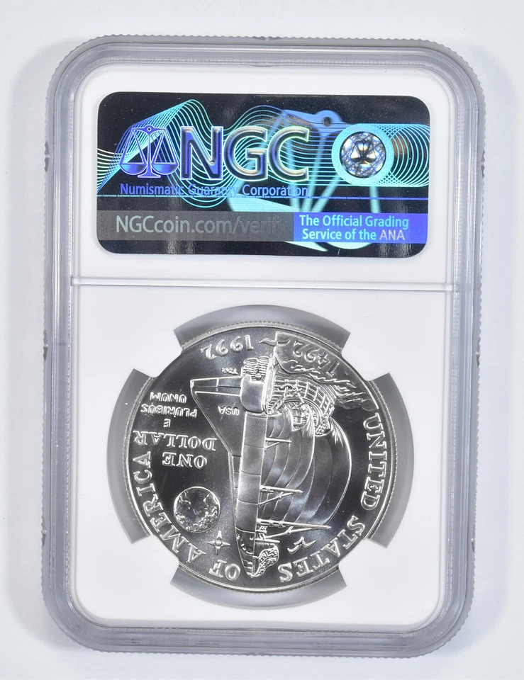 1992 D Columbus Commemorative Silver Dollar NGC MS70 - Image 2 of 4