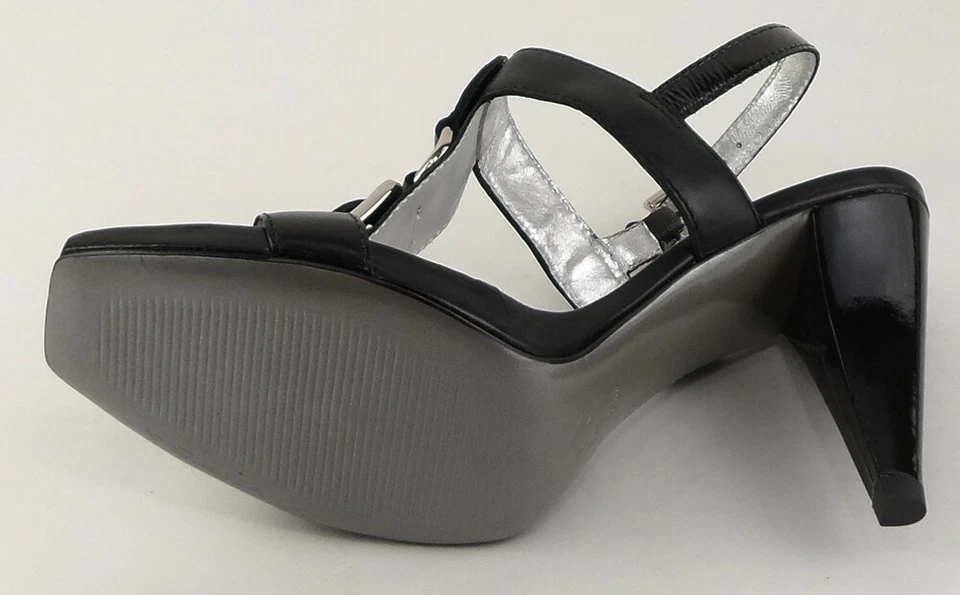 Via Spiga Quórum Cuero Negro T- Tira Abrochado Diseñador Sandalias 6.5 De M - Imagen 4 de 4