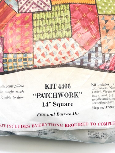 Vintage Patchwork Needlepoint Pillow Kit by Bucilla #4406 - Makes a 14'' Pillow - Picture 5 of 8