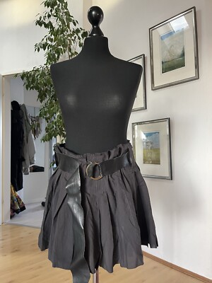 Minirock Dondup blau-schwarz mit Ledergürtel Gr. 44 Ital. Neupreis ca. 400  