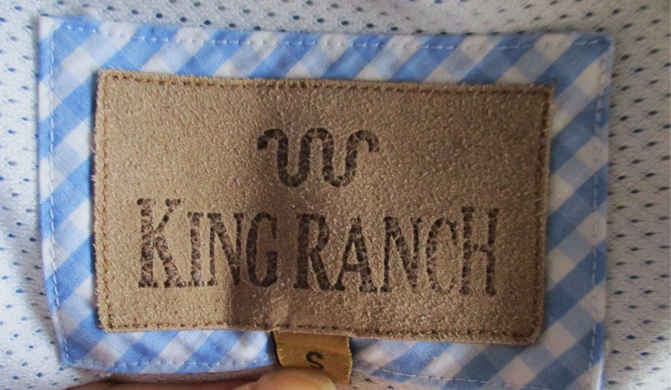 Camisa de rendimiento a cuadros King Ranch S para hombre manga larga azul claro blanco Foto 3 de 4