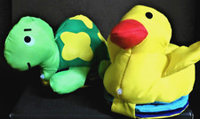 Baby's Cloth Bath Books, NEW Set 2 DUCK, Turtle, Floats, Squirter, story w/case