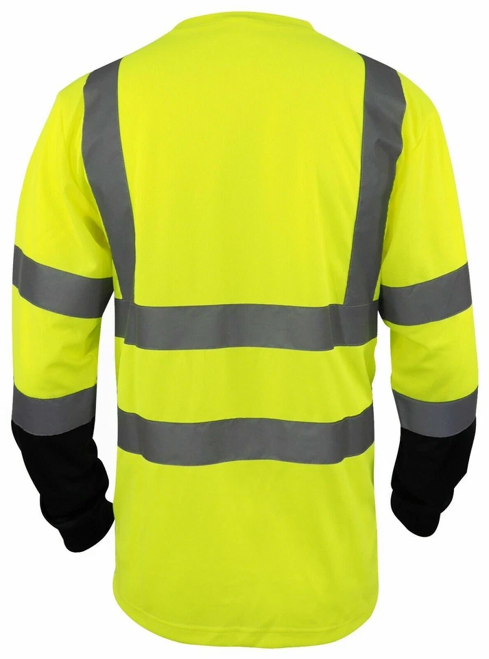 Camisetas Hi Vis ANSI Clase 3 Reflectantes Seguridad Verde Manga Larga Alta Visibilidad Foto 2 de 4