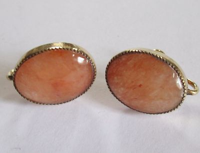 OSBEE signed vintage CARNELIAN 1/20 12K GF gold fill screw back