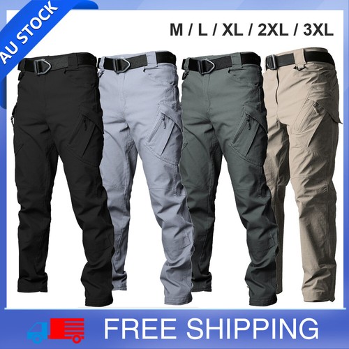 Mens Cargo Work Pants Soldier Water Resistant Tactical Trousers Combat