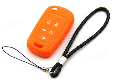 Orange Silicone Case Cover For Chevrolet Equinox 5 Button Remote Flip Key CHEV5F