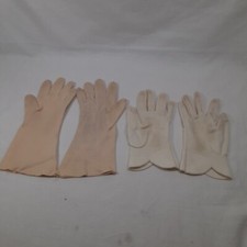 Vintage Womans Dress Gloves 2 Pair Ivory And Tope
